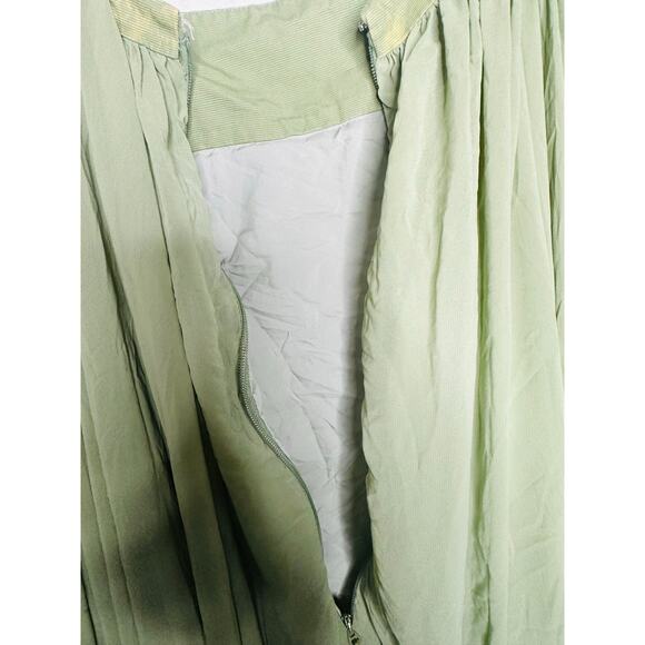 BIBHU MOHAPATRA COLLECTIVE Green Chiffon Shift Square Neck Empire Dress Size 14 - Picture 13 of 16